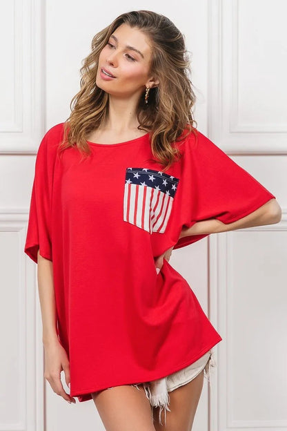 BiBi French Terry With Front Pocket Dolman Sleeves Top - Bitsy Gypsy Boutique