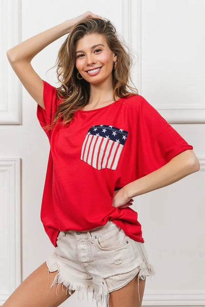 BiBi French Terry With Front Pocket Dolman Sleeves Top - Bitsy Gypsy Boutique