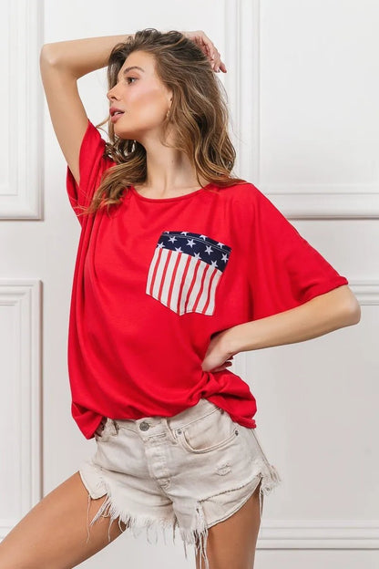 BiBi French Terry With Front Pocket Dolman Sleeves Top - Bitsy Gypsy Boutique