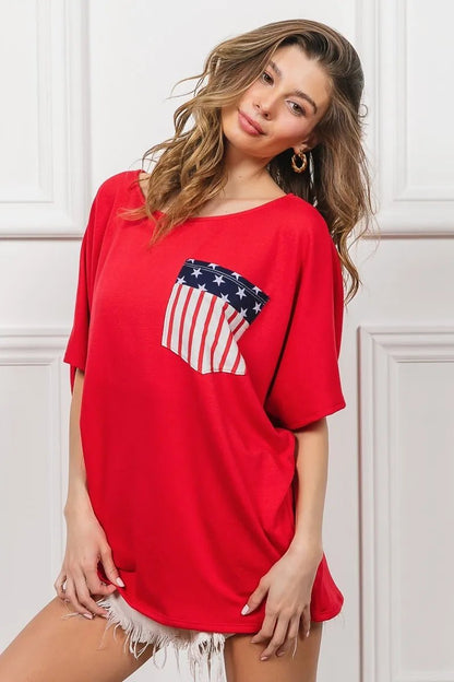 BiBi French Terry With Front Pocket Dolman Sleeves Top - Bitsy Gypsy Boutique