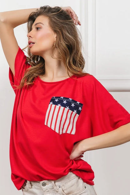 BiBi French Terry With Front Pocket Dolman Sleeves Top - Bitsy Gypsy Boutique