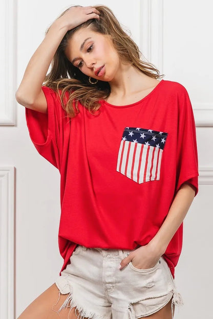 BiBi French Terry With Front Pocket Dolman Sleeves Top - Bitsy Gypsy Boutique