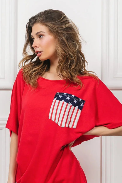 BiBi French Terry With Front Pocket Dolman Sleeves Top - Bitsy Gypsy Boutique