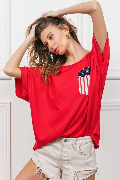 BiBi French Terry With Front Pocket Dolman Sleeves Top - Bitsy Gypsy Boutique