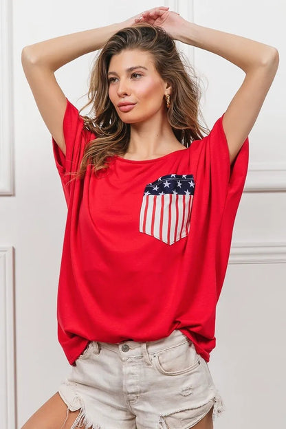 BiBi French Terry With Front Pocket Dolman Sleeves Top - Bitsy Gypsy Boutique