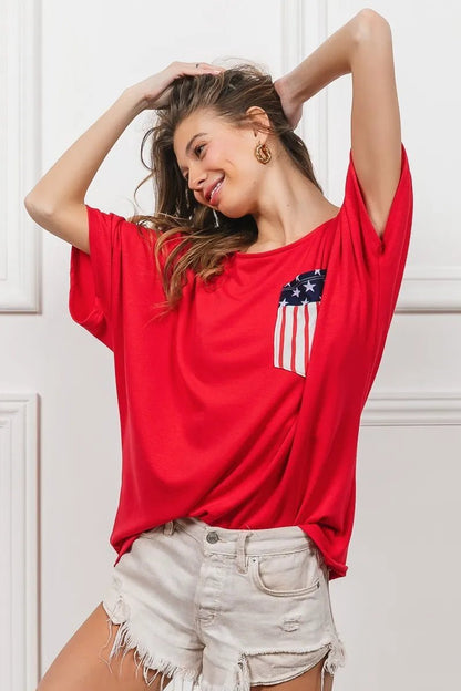 BiBi French Terry With Front Pocket Dolman Sleeves Top - Bitsy Gypsy Boutique