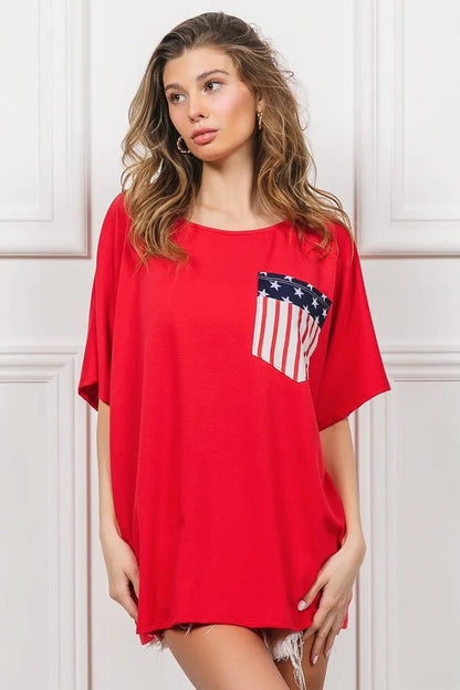 BiBi French Terry With Front Pocket Dolman Sleeves Top - Bitsy Gypsy Boutique