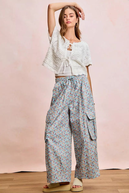 BiBi Front Bow Tie Detail Pointelle Knit Top - Bitsy Gypsy Boutique