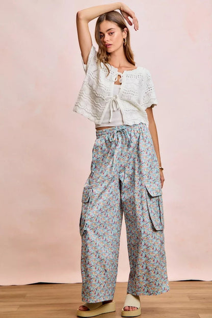 BiBi Front Bow Tie Detail Pointelle Knit Top - Bitsy Gypsy Boutique
