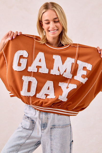 BiBi Gameday Patchwork Stitch Detail French Terry Top - Bitsy Gypsy Boutique