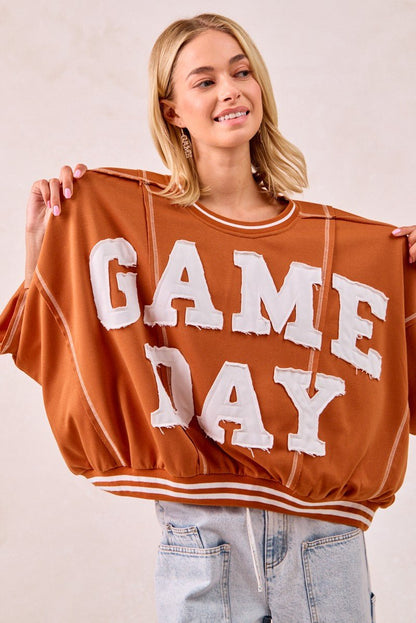 BiBi Gameday Patchwork Stitch Detail French Terry Top - Bitsy Gypsy Boutique