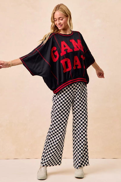 BiBi Gameday Theme Checkered Printed Pants - Bitsy Gypsy Boutique