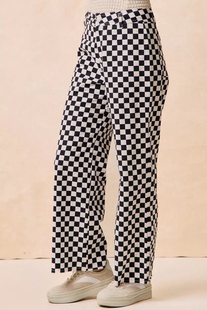BiBi Gameday Theme Checkered Printed Pants - Bitsy Gypsy Boutique