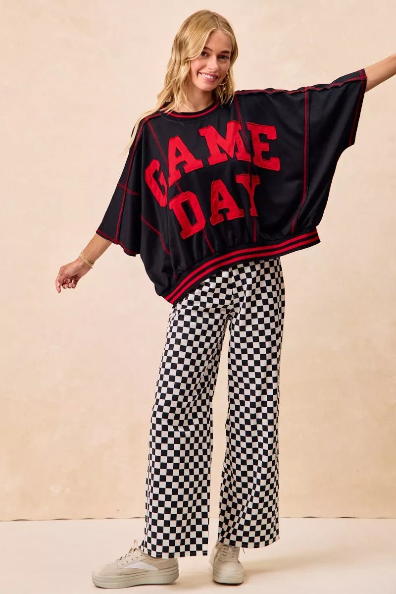 BiBi Gameday Theme Checkered Printed Pants - Bitsy Gypsy Boutique