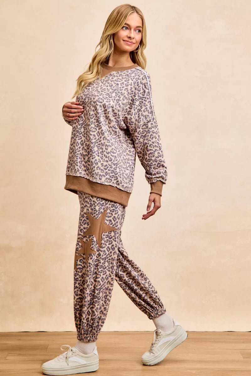 BiBi Leopard Printed French Terry Sweatshirt - Bitsy Gypsy Boutique