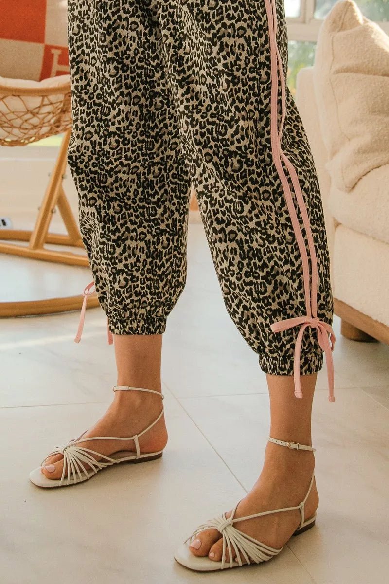 BiBi Leopard Prtins With Side Line Details Drawstrings - Bitsy Gypsy Boutique