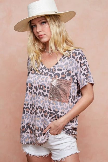 BiBi Leopard Stripe Printed Jersey T-Shirt - Bitsy Gypsy Boutique