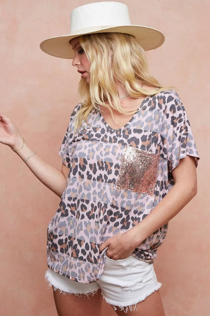BiBi Leopard Stripe Printed Jersey T-Shirt - Bitsy Gypsy Boutique