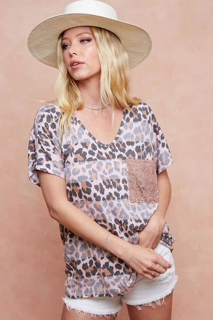 BiBi Leopard Stripe Printed Jersey T-Shirt - Bitsy Gypsy Boutique