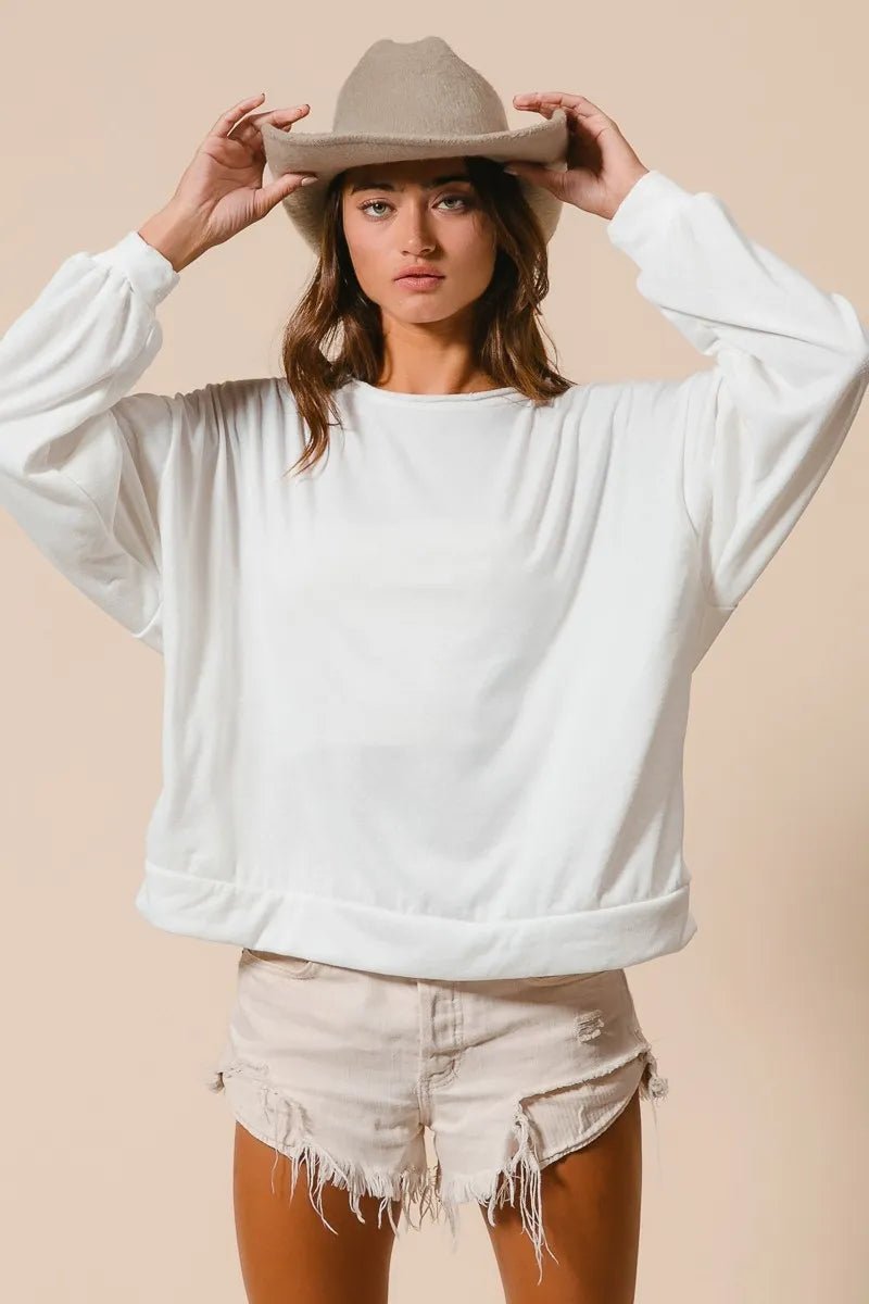 BiBi Loop Terry Pull Over With Cut Edge Band - Bitsy Gypsy Boutique