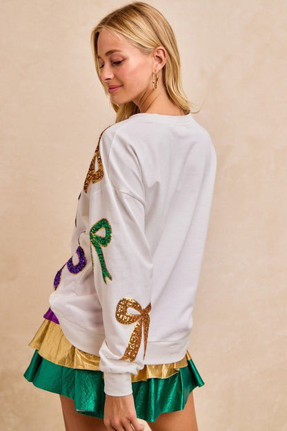 BiBi Mardi Gras Sequin Bow Top - Bitsy Gypsy Boutique