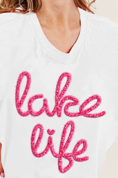 BiBi Metallic Letter Short Dolman Sleeve Top - Bitsy Gypsy Boutique