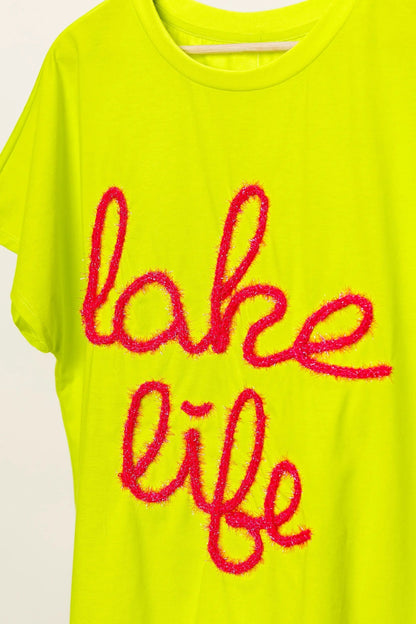 BiBi Metallic Letter Short Dolman Sleeve Top - Bitsy Gypsy Boutique