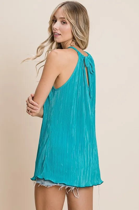 BiBi Pleating Knit Halter Neck Top - Bitsy Gypsy Boutique