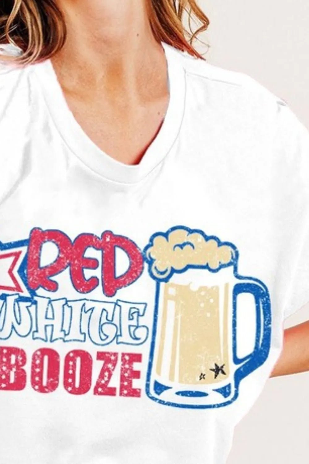 BiBi Red White and Booze Graphic Jersey Top - Bitsy Gypsy Boutique