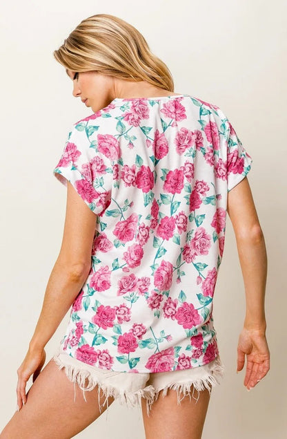 BiBi Rose Printed Poly Span with Crochet Lace Top - Bitsy Gypsy Boutique