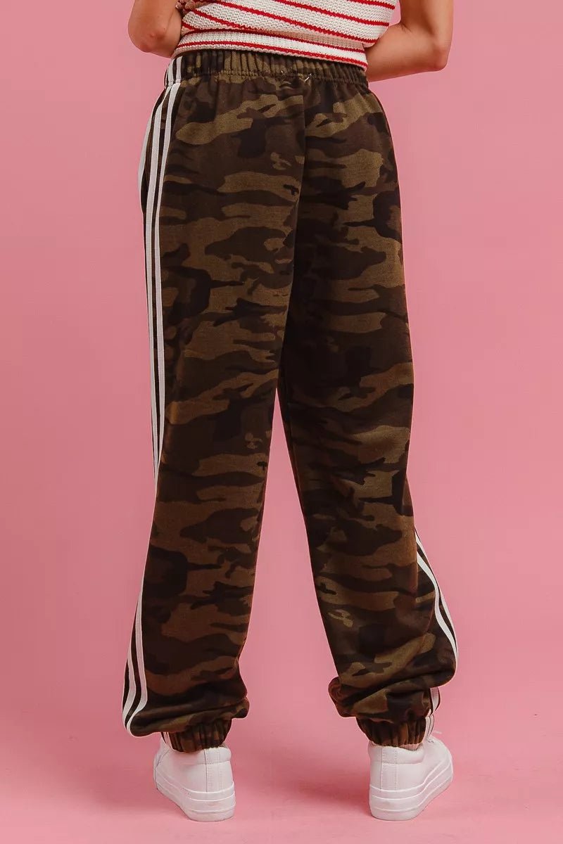 BiBi Side Lines Camouflage Track Pants - Bitsy Gypsy Boutique
