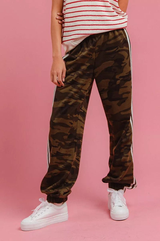 BiBi Side Lines Camouflage Track Pants - Bitsy Gypsy Boutique