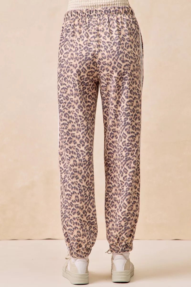 BiBi Side Lines Leopard Track Pants - Bitsy Gypsy Boutique