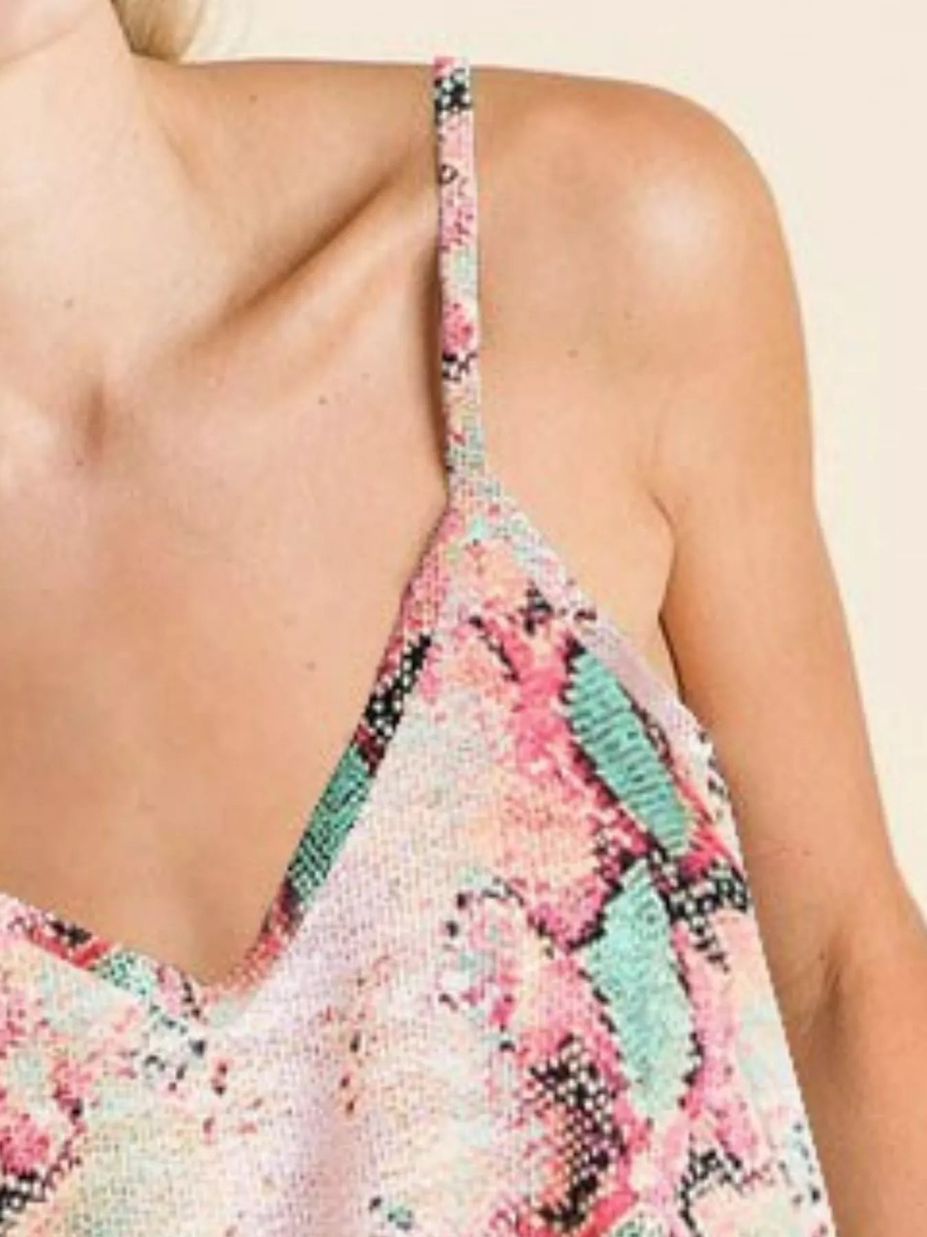 BiBi Snakeskin Low Gauge Sleeveless Top - Bitsy Gypsy Boutique