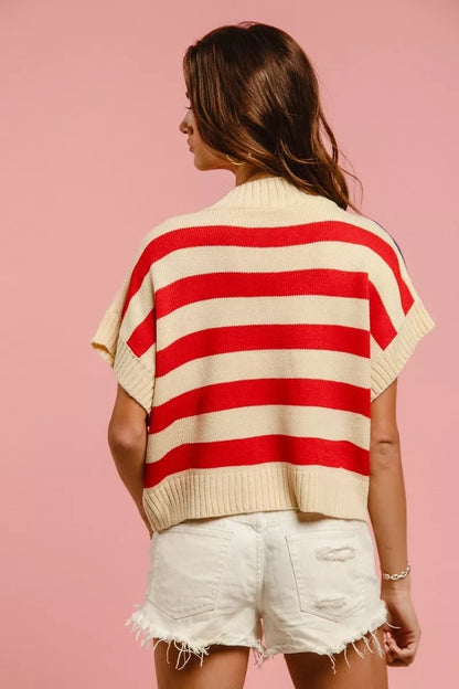 BiBi Star Patches American Flag Sleeveless Sweater - Bitsy Gypsy Boutique