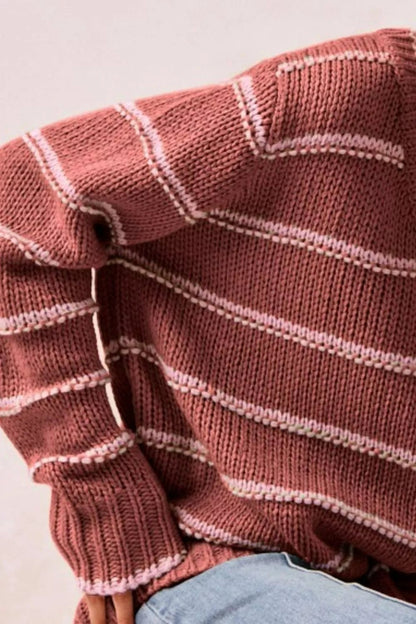 BiBi Striped Long Sleeve Sweater - Bitsy Gypsy Boutique