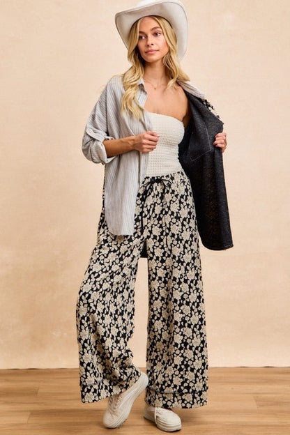 BiBi Stripes Jacquard Floral Mix And Match Shirt Top - Bitsy Gypsy Boutique