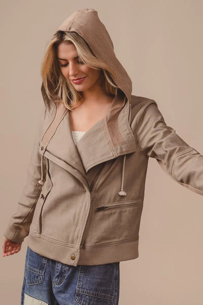 BiBi Textured Woven Rider Jacket - Bitsy Gypsy Boutique