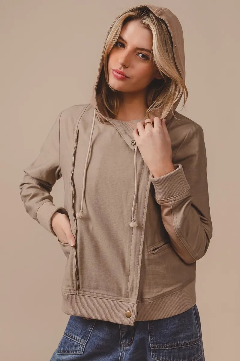 BiBi Textured Woven Rider Jacket - Bitsy Gypsy Boutique