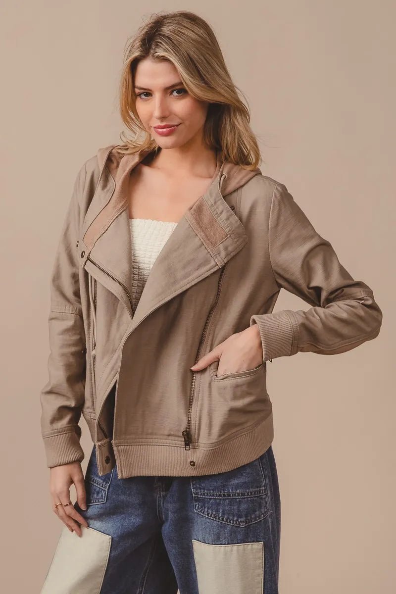 BiBi Textured Woven Rider Jacket - Bitsy Gypsy Boutique