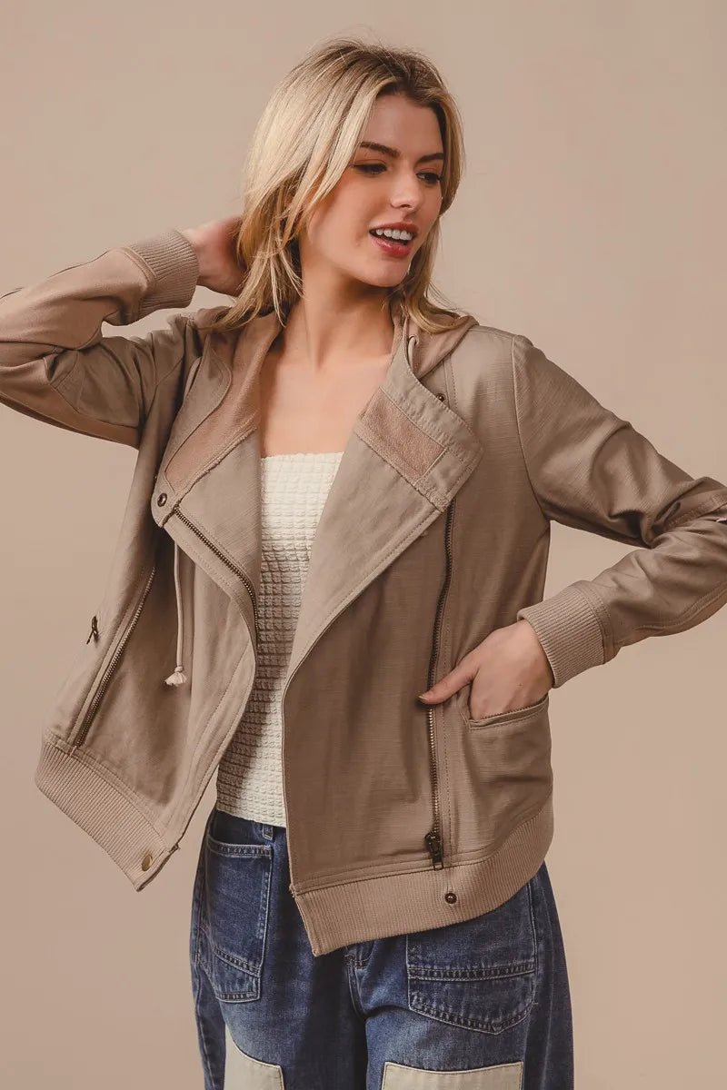 BiBi Textured Woven Rider Jacket - Bitsy Gypsy Boutique