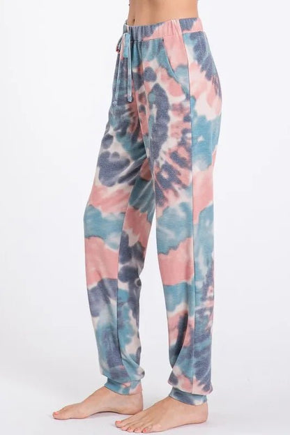 BiBi Tie Dye French Terry Casual Pants - Bitsy Gypsy Boutique