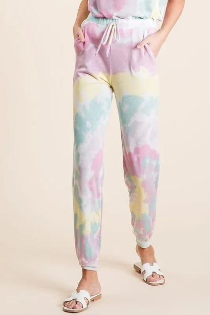 BiBi Tie Dye French Terry Casual Pants - Bitsy Gypsy Boutique