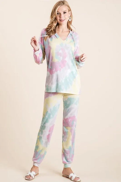 BiBi Tie Dye French Terry Casual Pants - Bitsy Gypsy Boutique