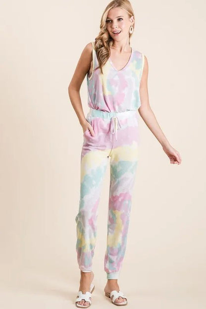BiBi Tie Dye French Terry Casual Pants - Bitsy Gypsy Boutique