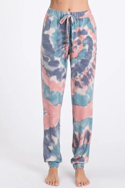 BiBi Tie Dye French Terry Casual Pants - Bitsy Gypsy Boutique