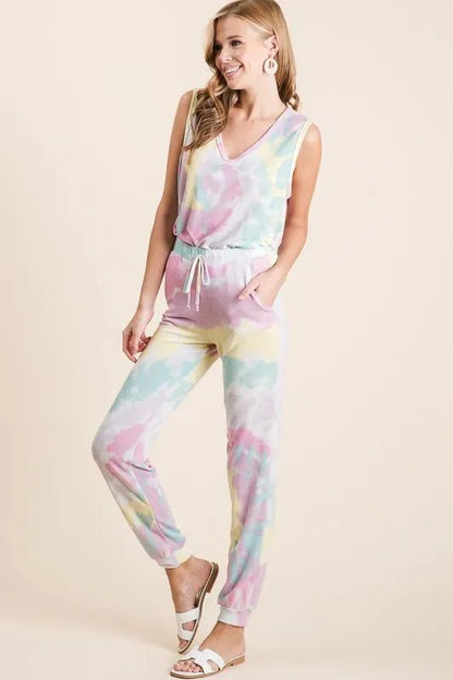 BiBi Tie Dye French Terry Casual Pants - Bitsy Gypsy Boutique