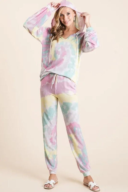 BiBi Tie Dye French Terry Casual Pants - Bitsy Gypsy Boutique
