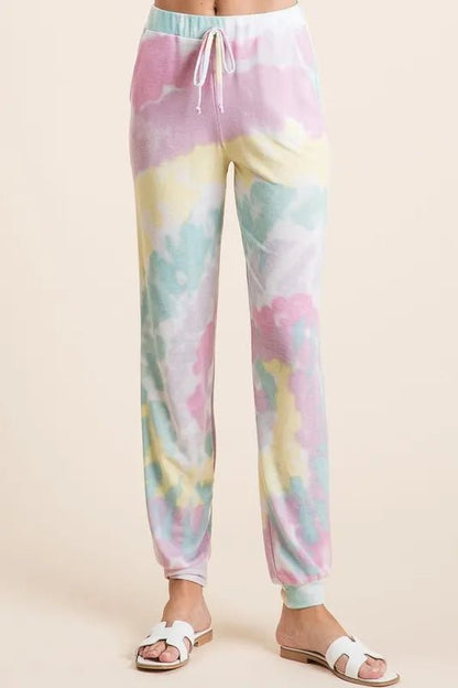 BiBi Tie Dye French Terry Casual Pants - Bitsy Gypsy Boutique