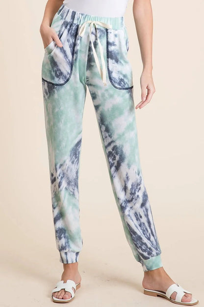 BiBi Tie Dye French Terry Casual Sweat Pants - Bitsy Gypsy Boutique